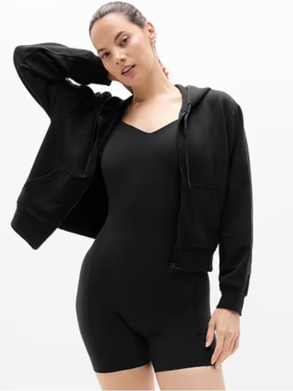 Athleta Women's Forever Fleece Full Zip Sweatshirt Size XS Black Athleisure NWT